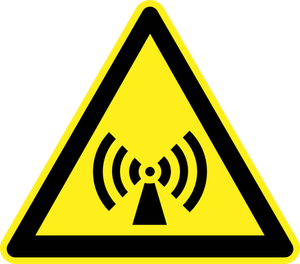 Rádiové vlny nebezpečnosti varovné znamení vektorový obrázek