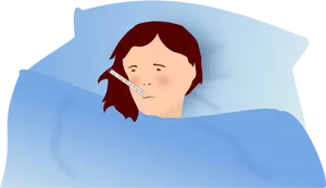Ilustración vectorial de una mujer con fiebre