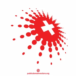 Desain halftone dengan bendera Swiss