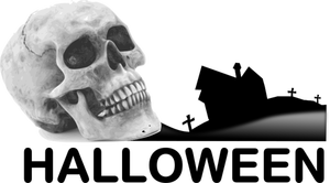 Scenografie di Halloween con disegno vettoriale di cranio