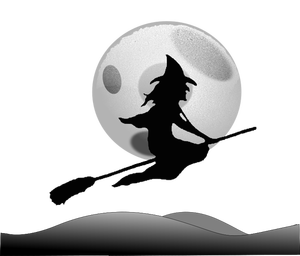 Silhouette vector image of flying witch