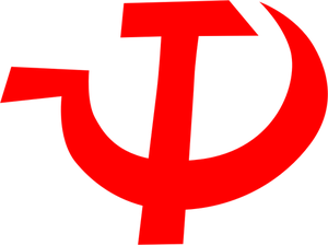 Kommunistiske tegn på tynn hammer og sigd oppreist vektor image