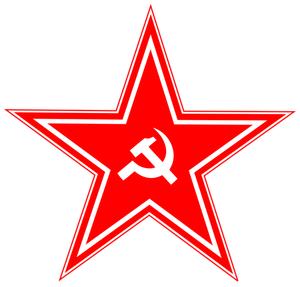 Hammer and sickle in star vector drawing