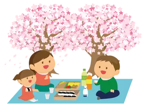 Piknik dengan bunga ceri
