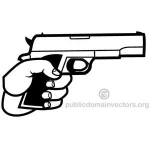 Gun in hand vector graphics