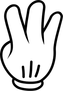 Opstelling van een handschoen met drie vingers van vector