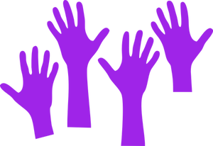 Quatre mains violets pour atteindre le haut des graphiques vectoriels