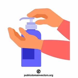 Hands with a soap bottle