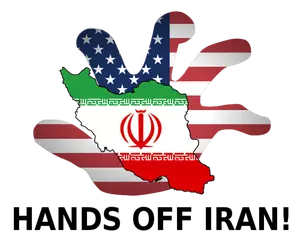 Hands Off Iran poster vector imagine