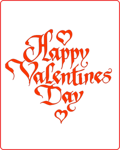 Día de San Valentín feliz firma en un sinuoso vector fuente dibujo
