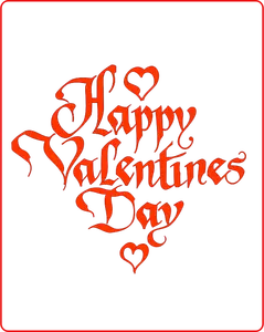 Happy Valentines's sign in a winding font vector drawing