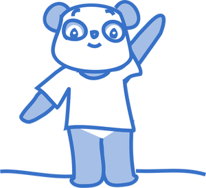 Immagine di vettore del personaggio dei cartoni animati di felice Panda in blu pastello