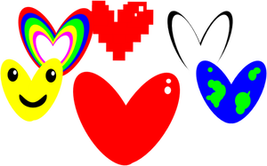 Conjunto de dibujo vectorial de corazones