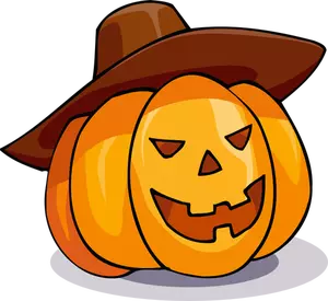 Calabaza de Halloween con un dibujo vectorial de sombrero