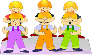 Kids playing by hiding eyes vector clip art