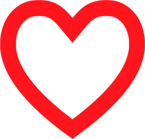 Immagine di vettore di un cuore rosso con contorno spesso