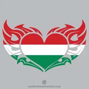Płonące serce Z węgierską flagą