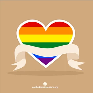 LGBT pride heart with ribbon