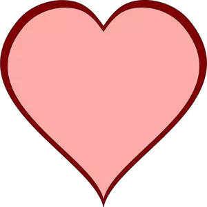 Coeur rose avec image vectorielle de rouge épaisse ligne frontière