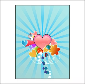 Hearts with Blue Rays Vector