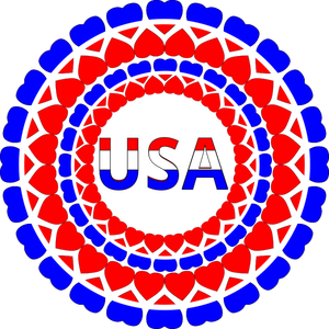 Slovo USA v srdci kruhy vektorový obrázek