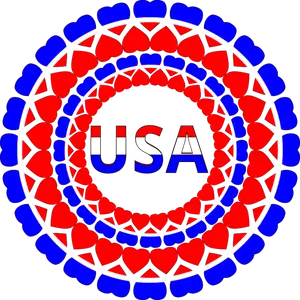 Word USA i hjertet sirkler vektor image