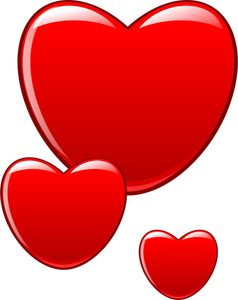 Vector illustraties van glanzende rode harten