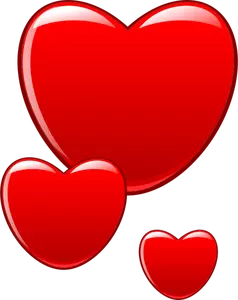 Vektor-Cliparts von glänzend rote Herzen