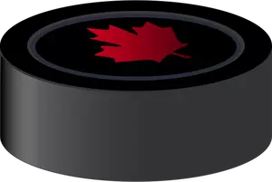 Vector de la imagen de disco de hockey con la hoja de arce canadiense