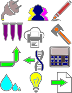 Dibujo de diversos signos iconos conjunto vectorial