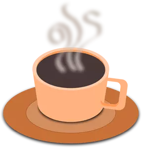 Vector illustraties van Oranje kopje koffie met schotel