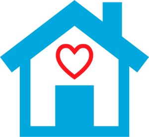 Illustration vectorielle de maison construite avec l'icône de l'amour