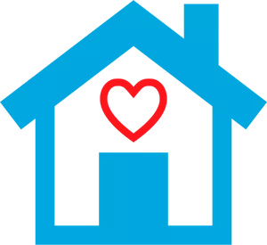 Ilustração em vetor de casa construída com ícone de amor
