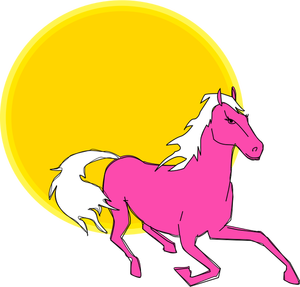 Clip art wektor z systemem różowy koń w słońcu