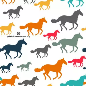 Seamless pattern with colored horses