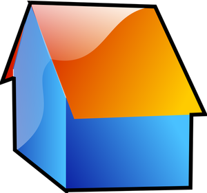 Imagine vectorială de casa albastră strălucitoare cu un acoperiş portocaliu