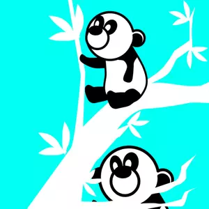 Two panda bears in a tree