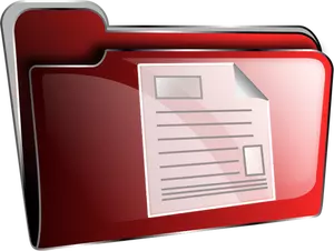 Vector de desen roşu din material plastic folder cu documentul pictograma
