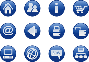 Blue round web design icons vector image