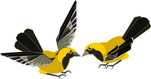 Vektori ClipArt keltaisesta ja mustasta linnusta