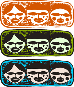 Ilustración de vector de decoraciones de tres cabezas de aspecto tribal