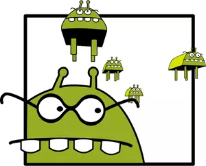 Flying green characters vector clip art