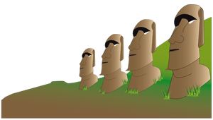 Gambar dari patung-patung Moai vektor.