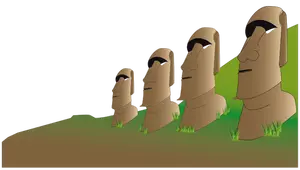 Vector drawing of Moai statues.