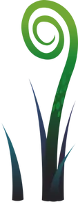 Ilustración vectorial de plantas azules y verdes de crecimiento bajo
