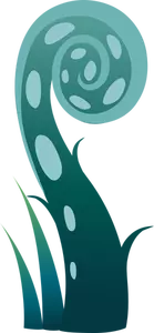 Vector graphics of aqua colored spiralling plant