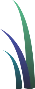 Imagem de três folhas de grama coloridas