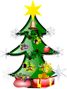 Kleurrijke kerstboom vectorafbeeldingen