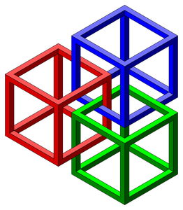Immagine di vettore di ormeggiato cubi colorati che formano un'illusione ottica