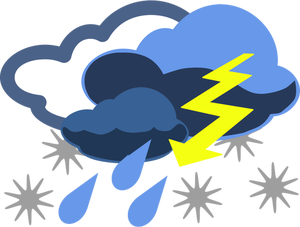 Grafiki wektorowej, deszcz, śnieg i grzmot koloru Pogoda mapa symbol